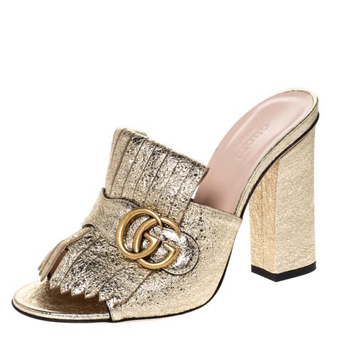 gucci marmont gold mules|gucci mules for sale.